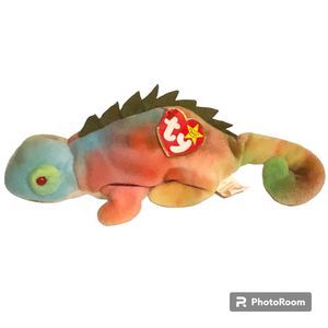Ty Beanie Babies Iggy the Iguana Tie Dye No Tongue 1997 Vintage Retired Kid Toy